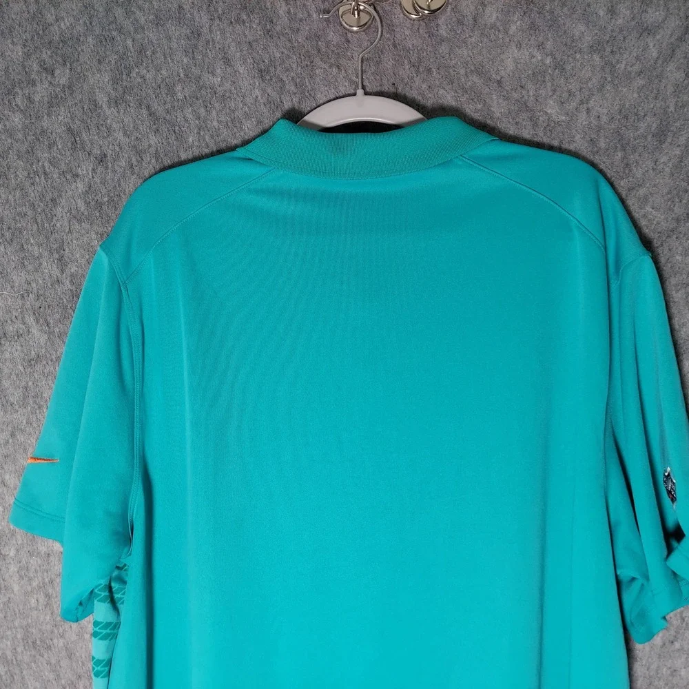 Nike Men Polo XL Teal Miami Dolphins NFL Football Dri-Fit Striped Performance